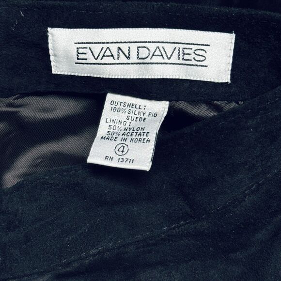 Vintage Black Silky Pig Suede Leather Lined Wide Leg Gaucho Pants Evan Davies 4 - Picture 4 of 6